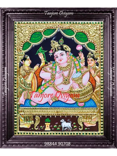Tanjore Painting Of Butter Krishna